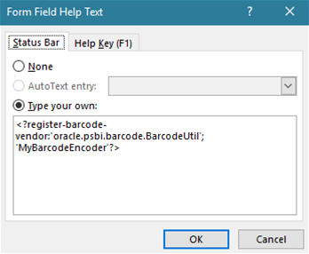 Register IDAutomation barcode in Form Field
